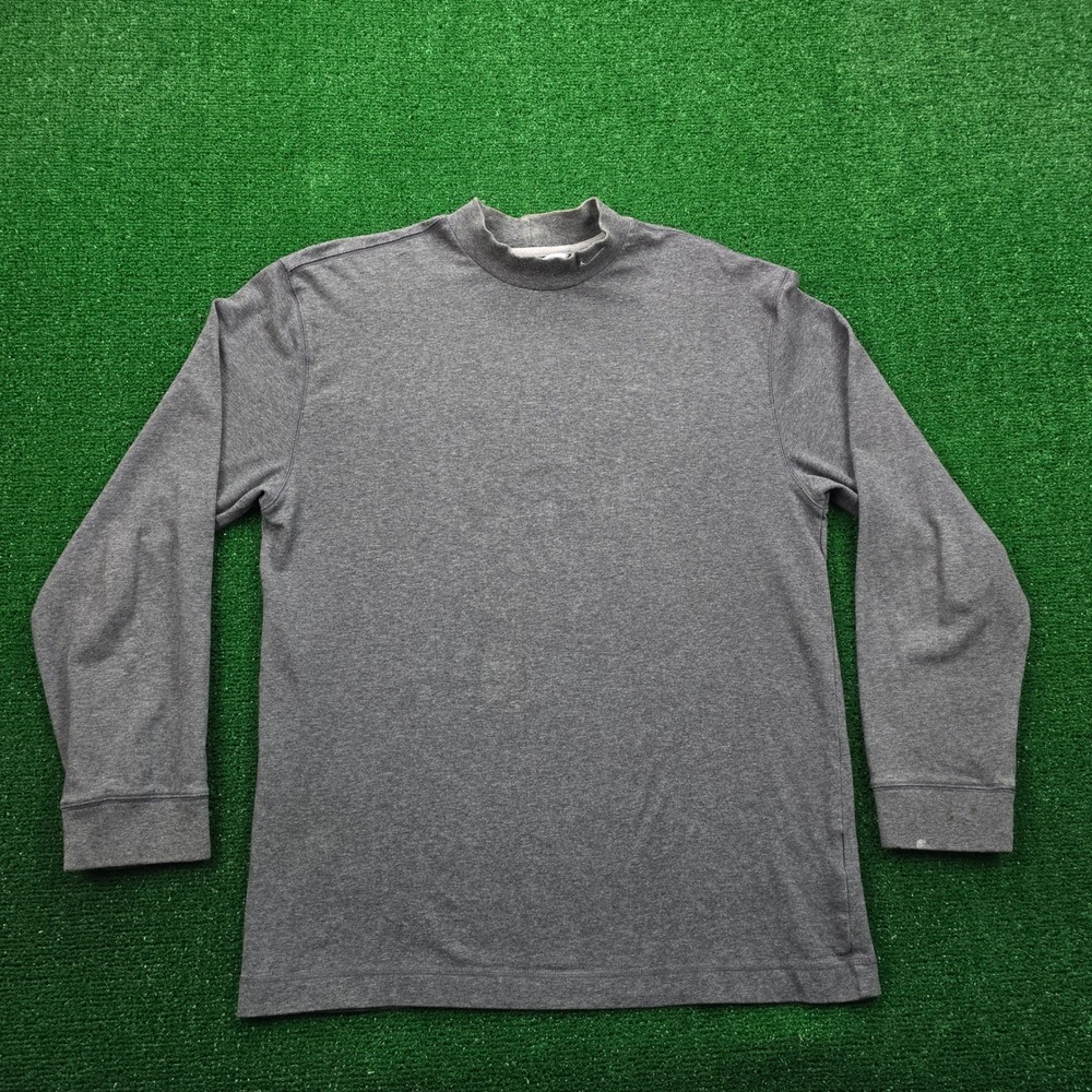 Nike Shirt Mens Medium Gray Long Sleeve Mock Neck Pullover Vintage Y2K Athletic